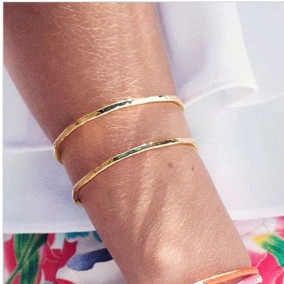 NWT Gorjana Teagan Cuff 18K Gold Luxury Bangle Think Boho Stack Layer Feminine - Picture 10 of 11